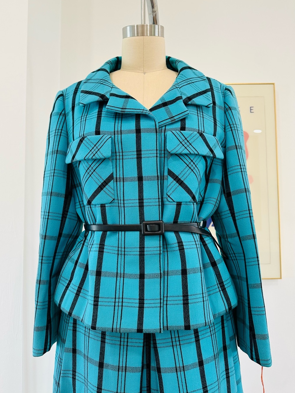 Vintage 60’s/70’s “Mad Men” Plaid Skirt & Jacket Suit - Picture 2 of 16